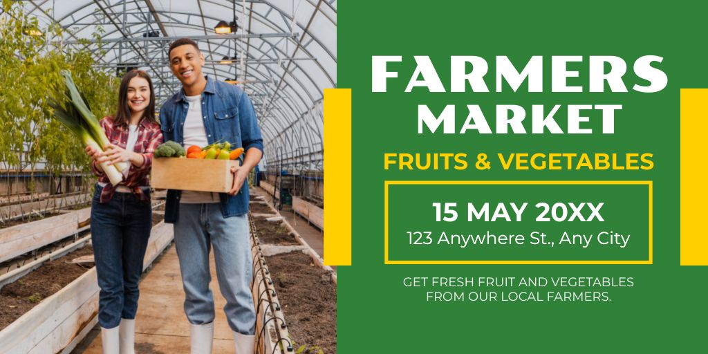 Local Market Offers Fruits and Vegetables Twitter Modelo de Design
