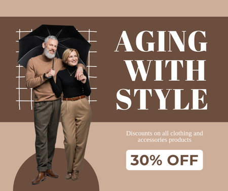 Accessories And Clothes For Elderly With Discount Facebook Design Template
