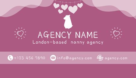 Nanny Agency Advertising in Pink Business Card US Design Template