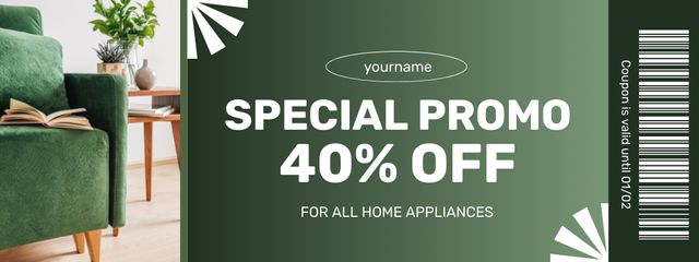 Home Appliances and Interior Items Green Coupon Πρότυπο σχεδίασης
