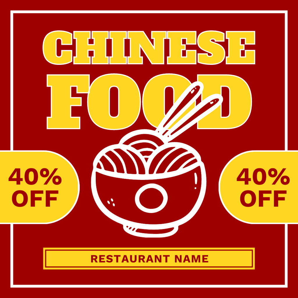 Designvorlage Discount Chinese Dishes on Red für Instagram