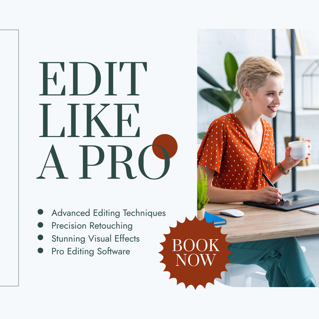 Designvorlage Advanced Editing Service With Booking And Description für Instagram