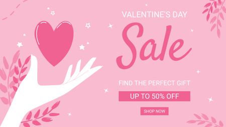 Valentine's Day Discount Offer with Pink Heart FB event cover Design Template
