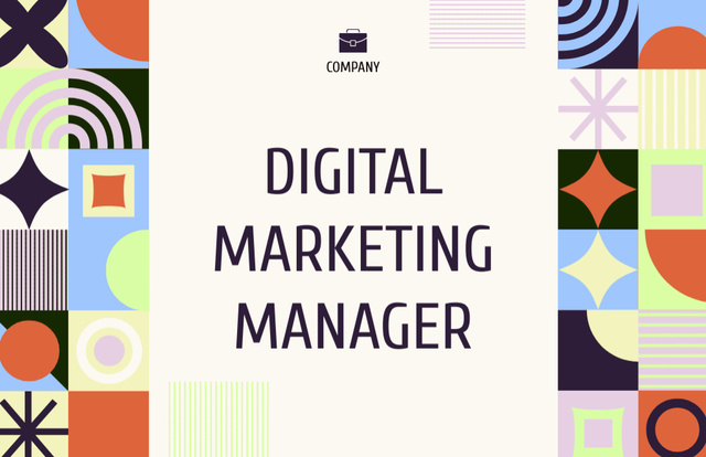 Colorful Digital Marketing Manager Service Offer Business Card 85x55mm Šablona návrhu