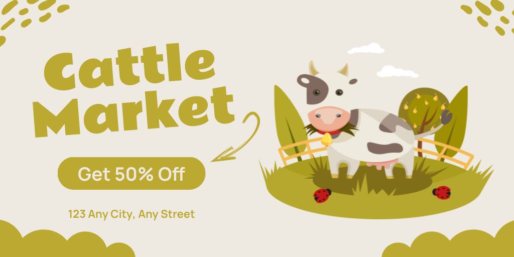 Choose Your Animals at Cattle Market Twitter Design Template