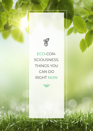 Eco Quote Light Bulb with Leaves Flayer Design Template