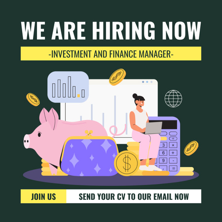 Platilla de diseño Investment And Finance Manager Hiring Now Instagram