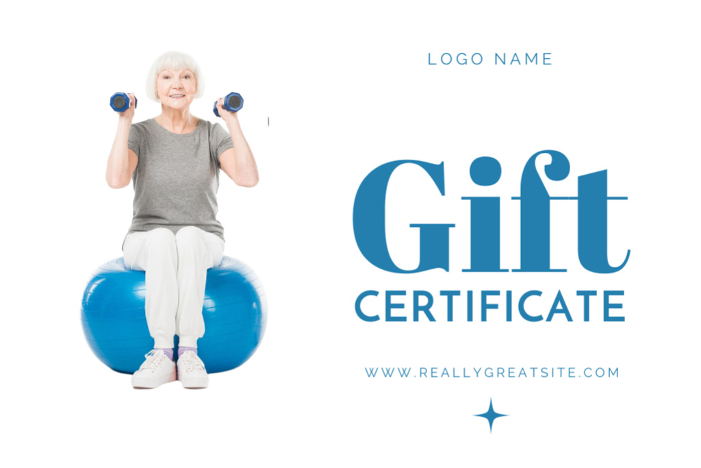 Ontwerpsjabloon van Gift Certificate van Sports And Rehabilitation Equipment White