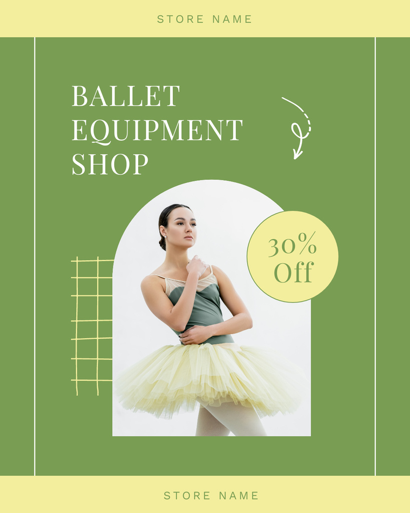 Ontwerpsjabloon van Instagram Post Vertical van Discount Offer in Ballet Equipment Shop