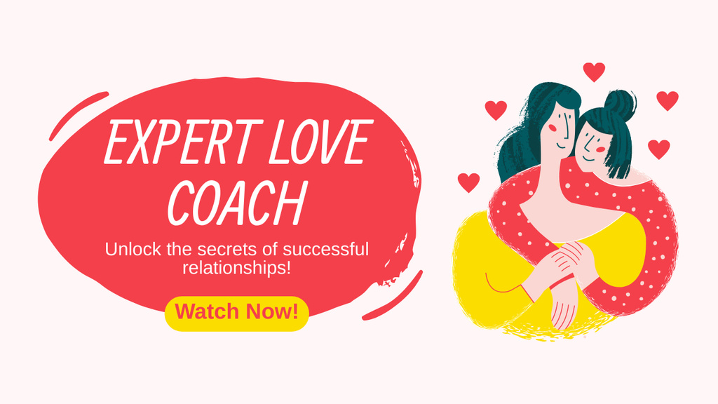 Expert Love Coach for Diverse People and Ralationship Youtube Thumbnailデザインテンプレート