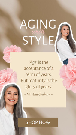 Beautiful Senior Woman in Stylish Clothes Instagram Story Design Template