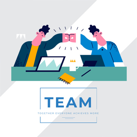 Business people working together at table Instagram Design Template