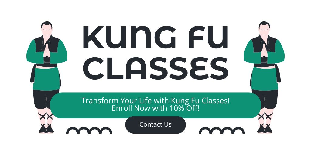 Modèle de visuel Kung Fu Martial Art Classes Promotional Discount - Twitter