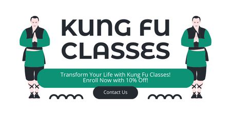 Рекламная скидка на занятия боевым искусством кунг-фу Twitter – шаблон для дизайна