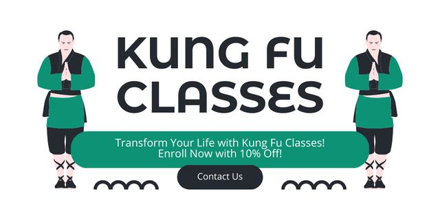 Plantilla de diseño de Kung Fu Martial Art Classes Promotional Discount Twitter 
