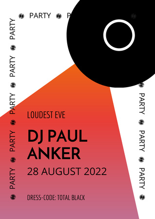 Party Event Announcement with DJ Poster Design Template