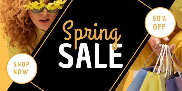 Bright Spring Sale Announcement Twitter tervezősablon