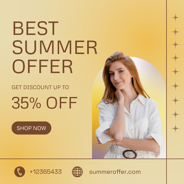 Business Lady in White Shirt for Summer Female Clothing Offer Instagram Πρότυπο σχεδίασης
