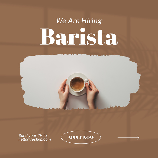 Hiring Barista for Coffee Shop Instagram tervezősablon