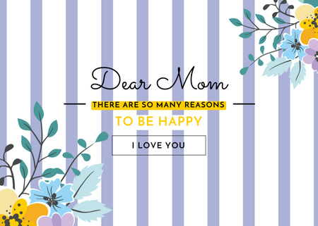 Ontwerpsjabloon van Postcard 5x7in van Happy Mother's Day Greeting In Yellow Flowers