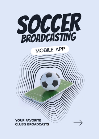 Soccer Broadcasting in Mobile App Flayer Design Template