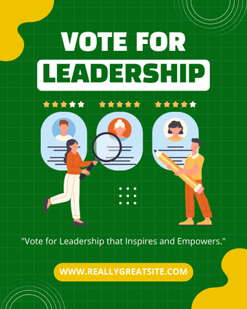 Ontwerpsjabloon van Instagram Post Vertical van Stemmen voor leiderschapsaankondiging over groen
