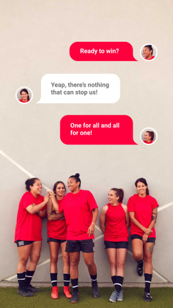 Successful Girls' Football team Instagram Story Modelo de Design