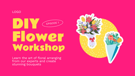 Plantilla de diseño de Taller de flores de expertos sobre cómo crear hermosos ramos Youtube Thumbnail 