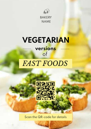 Vegetarian Food Recipes Bread with Broccoli Flyer A4 Design Template