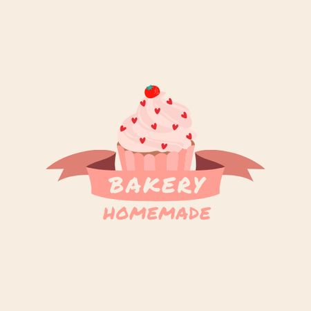 Bakery Ad with Yummy Cupcake Logo Tasarım Şablonu
