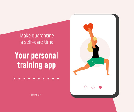 Quarantine Self-Care concept with Woman exercising Facebook Design Template