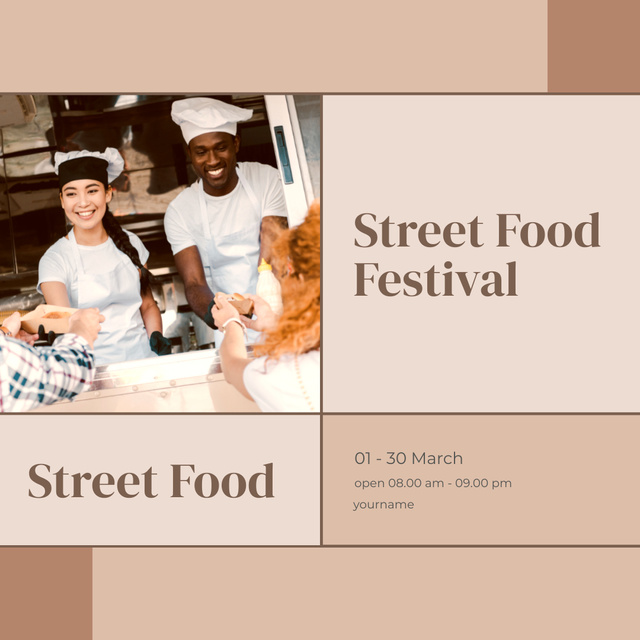 Street Food Festival Event Announcement on Beige Instagram Design Template