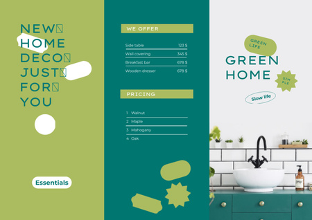 Designvorlage Preisliste für Eco Home Decor für Brochure Din Large Z-fold