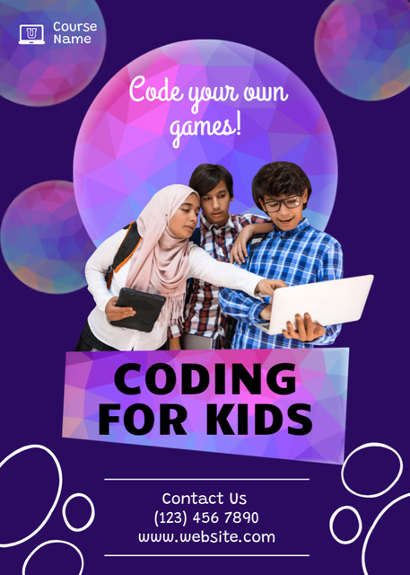 Designvorlage Kids' Coding Classes Ad für Flayer