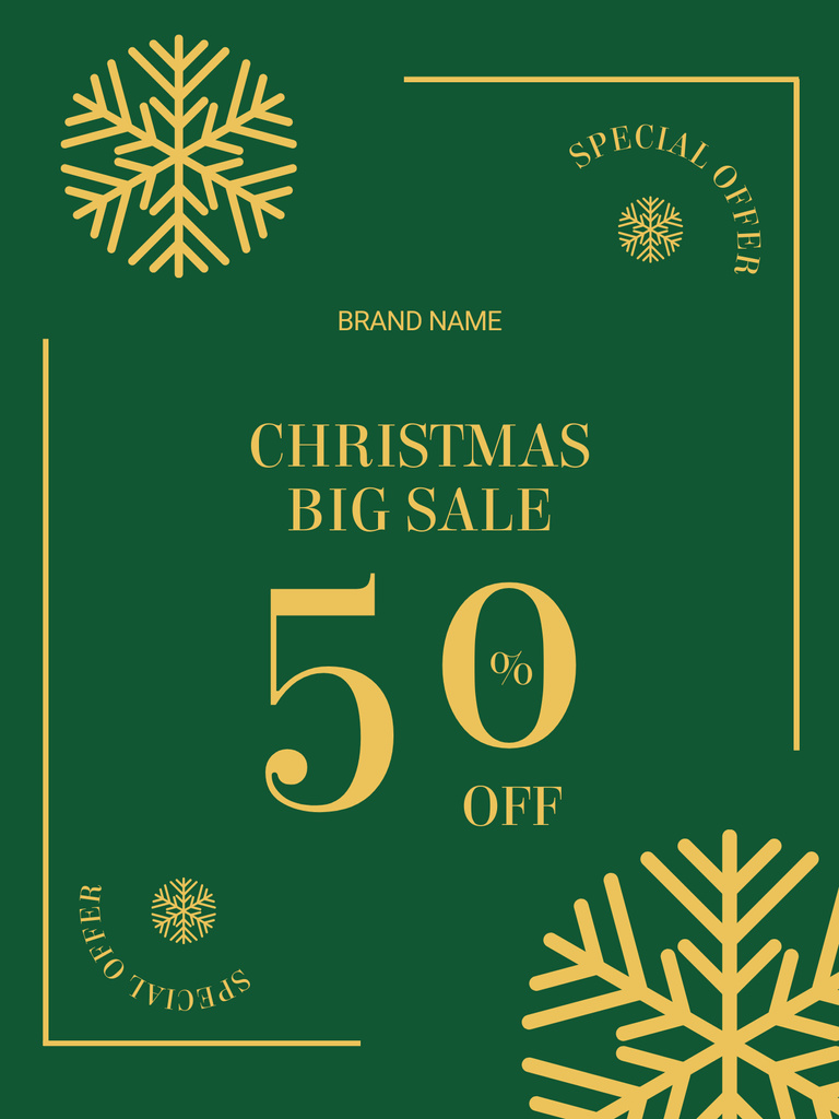 Christmas Big Sale on Green Poster US Design Template