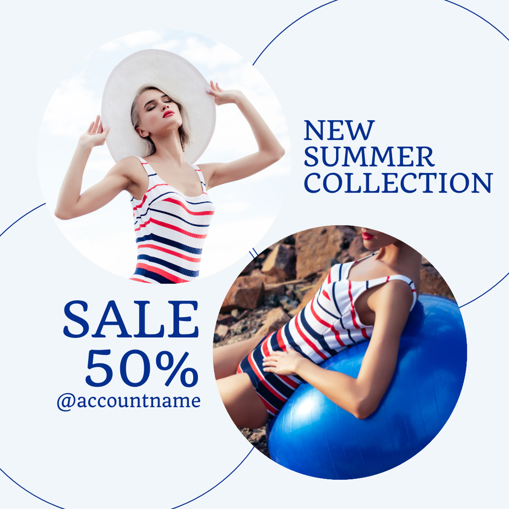 Summer Swimwear Collection with Big Discount Instagram Design Template