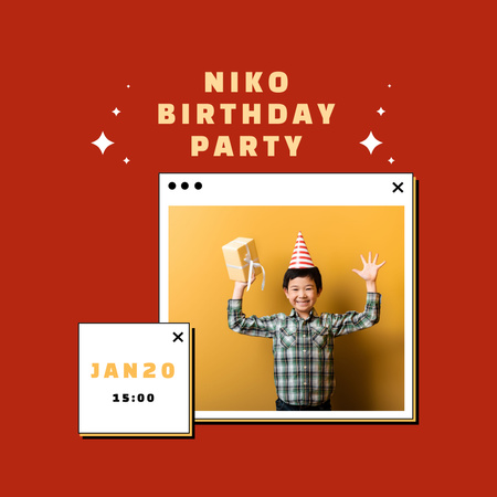 Birthday Greeting with Happy Asian Boy Instagram Design Template