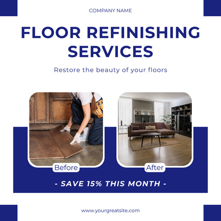 Flooring Refinishing Services Offer with Modern Interior Instagram Design Template