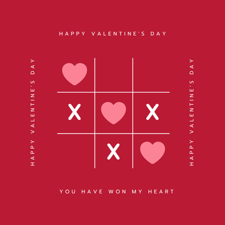 Tic-tac-toe Game With Hearts Due To Valentine's Day Album Cover Design Template