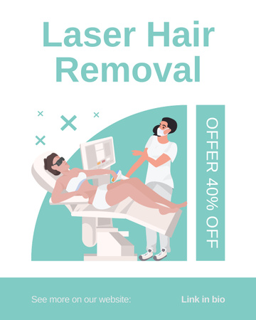 Offer Discount on Laser Hair Removal on Blue Instagram Post Vertical Design Template