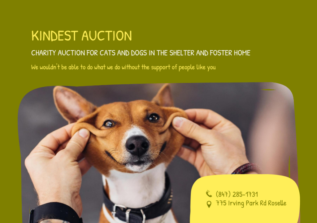 Charity Auction for Animals Announcement Flyer A5 Horizontal Design Template