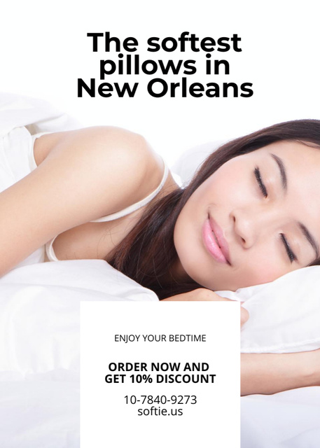 Plantilla de diseño de Offering Soft Pillows with Sleeping Young Woman Flayer 