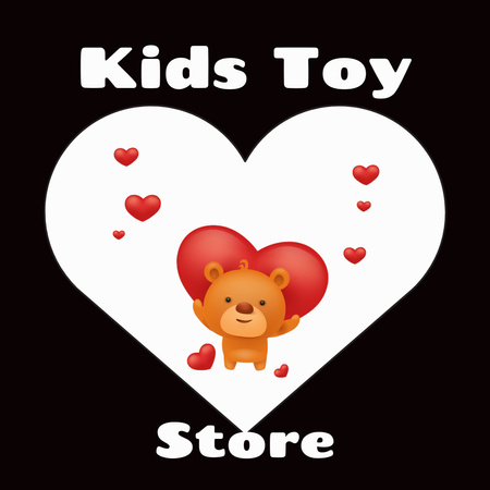 Lasten lelukauppa, jossa on söpöjä sydämiä Animated Logo Design Template