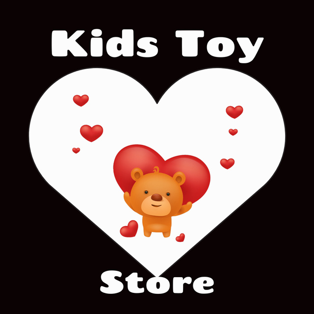 Child Toys Store with Cute Hearts Animated Logoデザインテンプレート