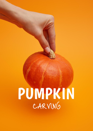 Pumpkin Carving on Halloween Announcement Poster A3 Tasarım Şablonu