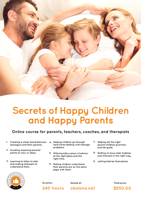 Modèle de visuel Parenthood Courses Ad Family with Daughter - Poster