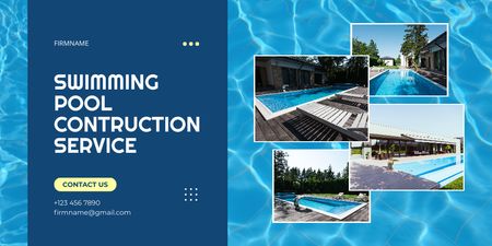 Pool Cleaning Offer Collage Twitter Design Template