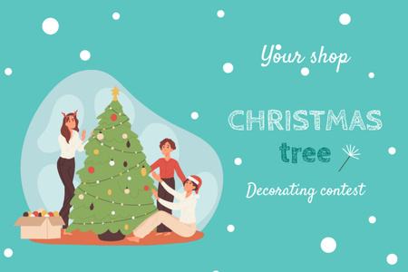 一緒にクリスマスを祝う家族 Postcard 4x6inデザインテンプレート
