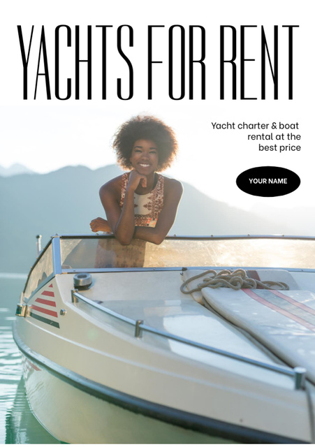 Beautiful Woman on Rental Yacht Flyer A5 Design Template