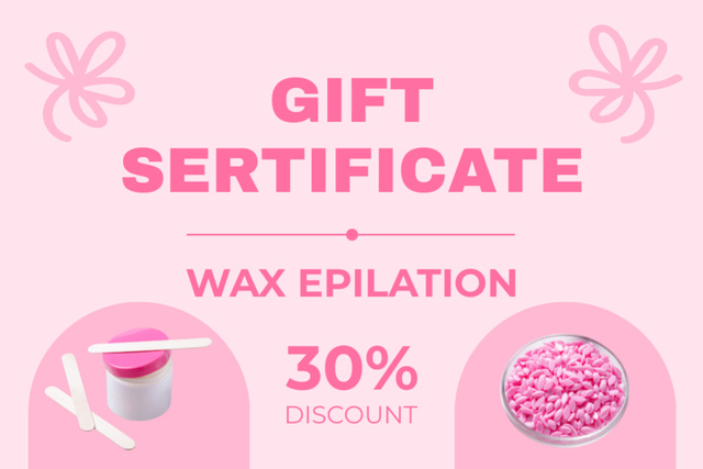 Ontwerpsjabloon van Gift Certificate van Hair Removal With Wax Epilation Procedure At Reduced Cost